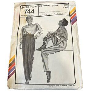 Stretch & Sew 744 Comfort Pant Sewing Pattern Womens Vintage 1989